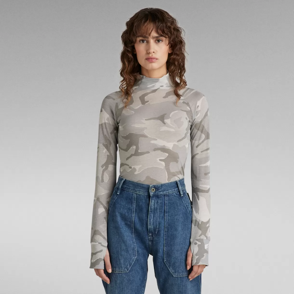 Allover Printed Turtle Neck Top Slim*G-Star Outlet