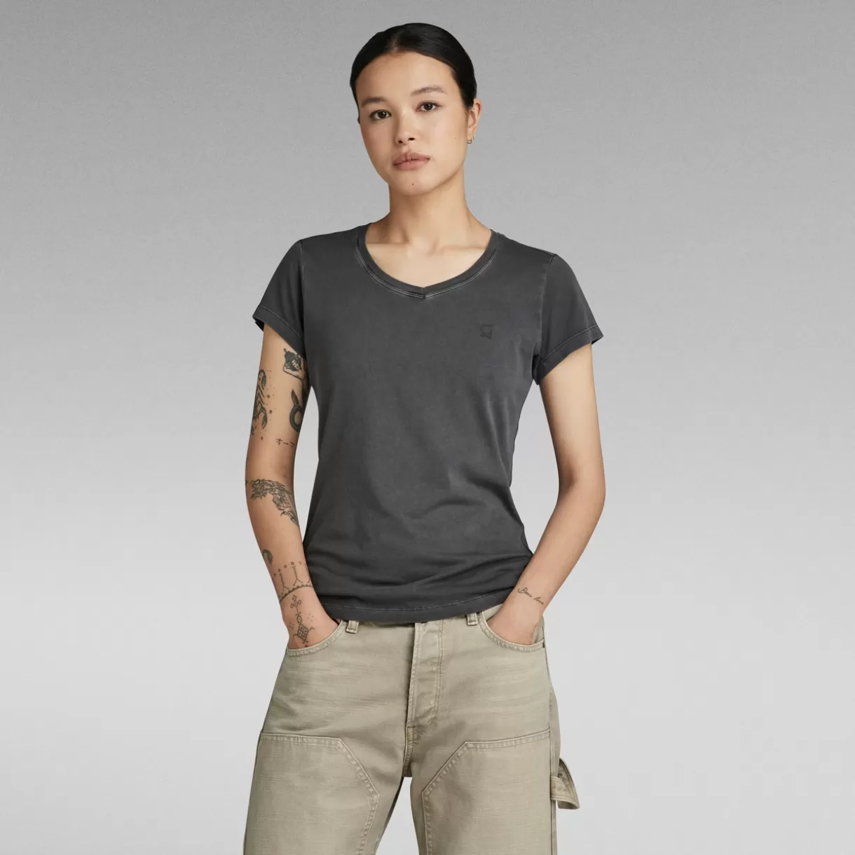 Overdyed Eyben Slim V-Neck Top 2.0*G-Star Cheap