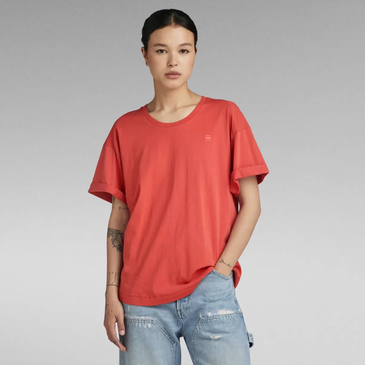 Rolled Up Sleeve Boyfriend Top*G-Star Best Sale