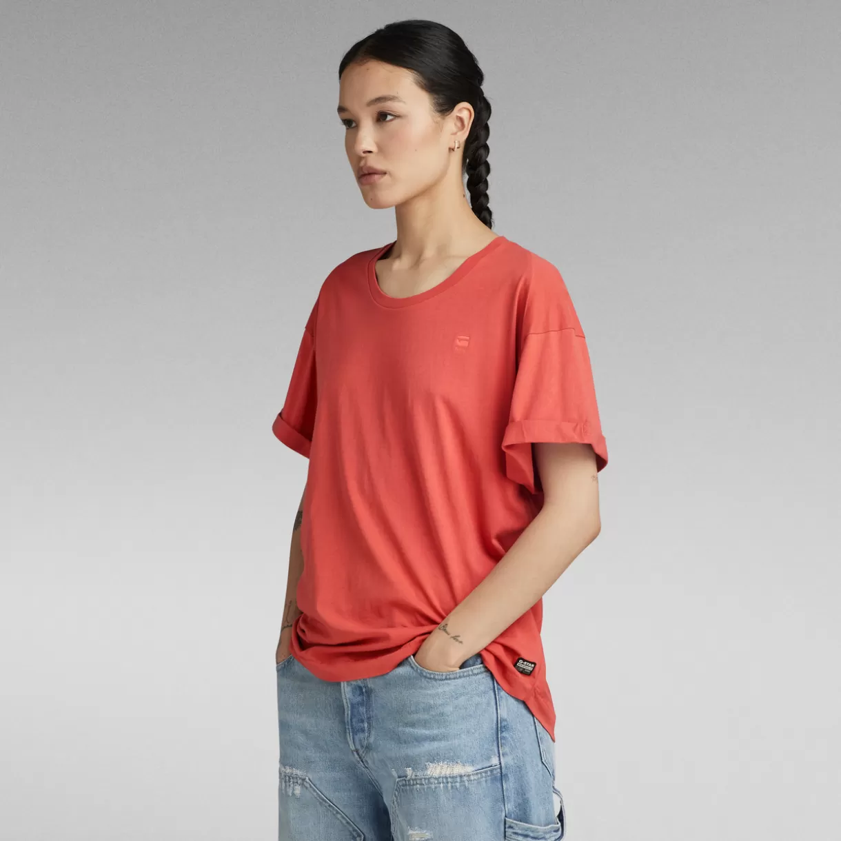 Rolled Up Sleeve Boyfriend Top*G-Star Best Sale